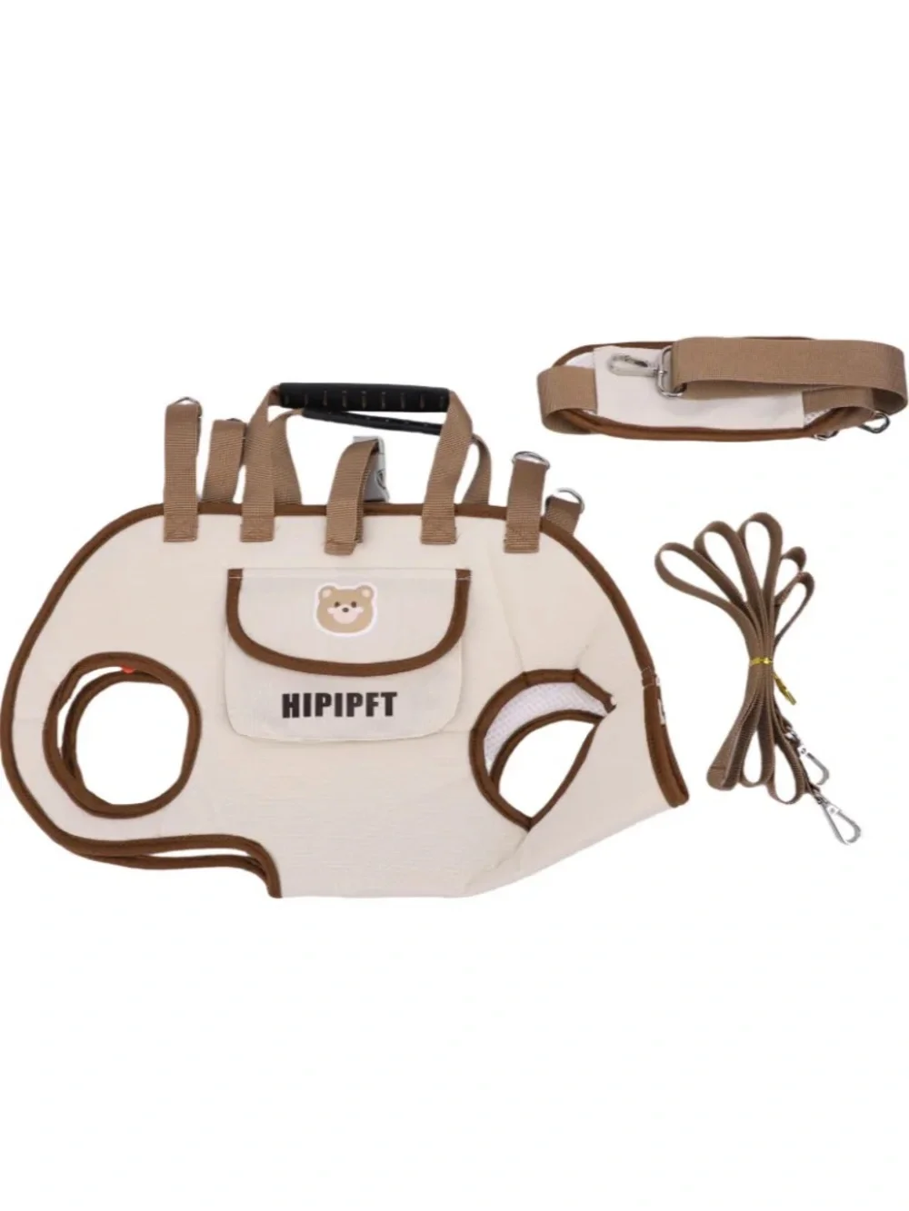 Cream and Brown Dog Carrier Tote - Comfortable Travel Bag for Small Dogs